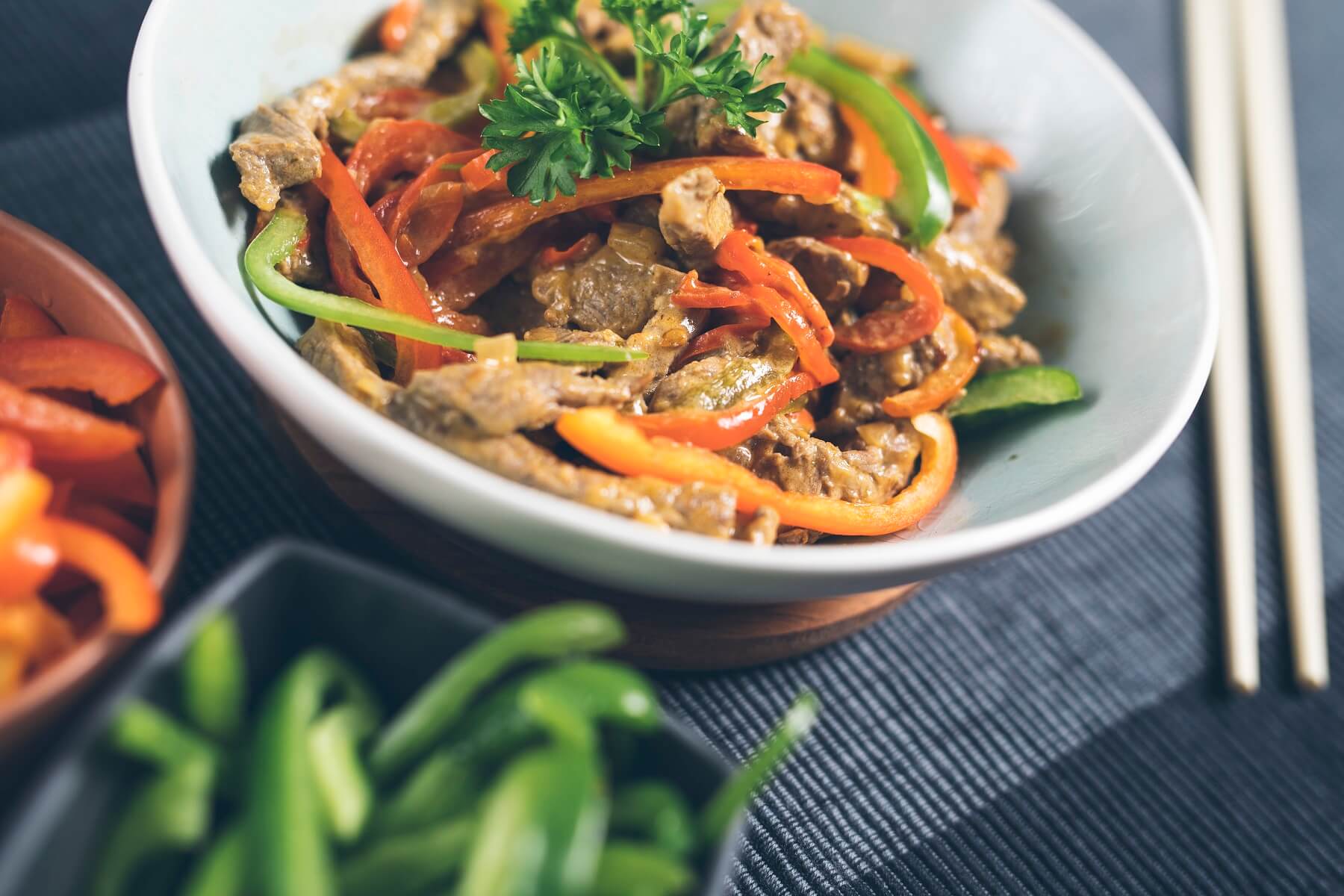 Red Thai beef curry with peppers