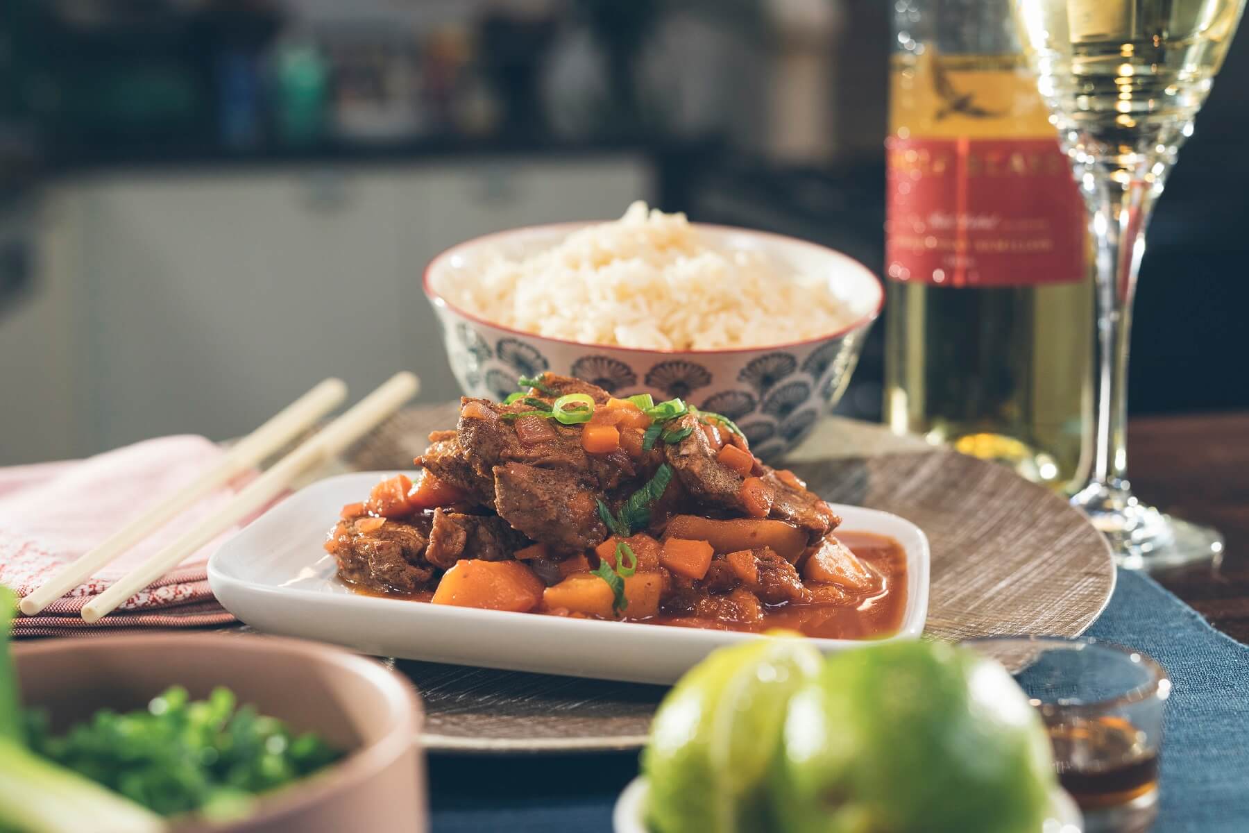 Sweet and Sour Pork on a bed of veg and rice