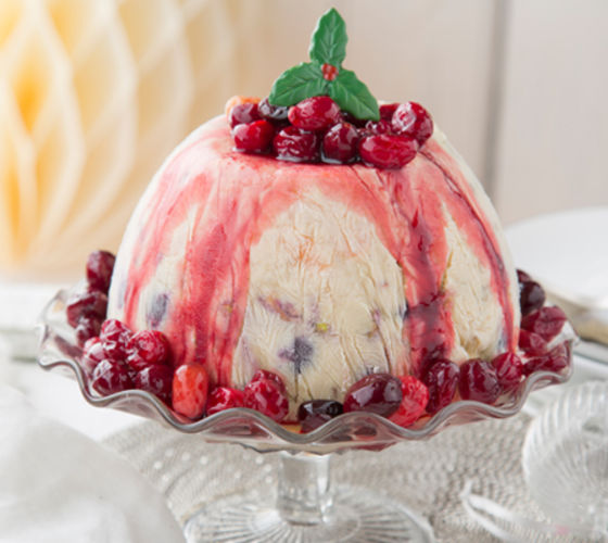 frosted-christmas-pudding-bombe-cranberry-compote-recipe