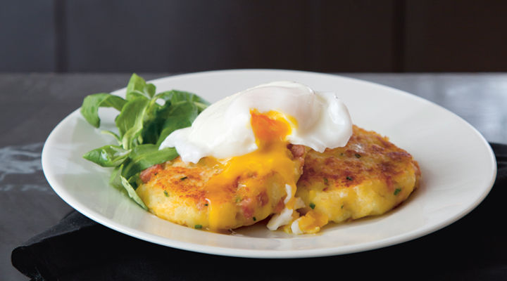 potato cakes and poached egg