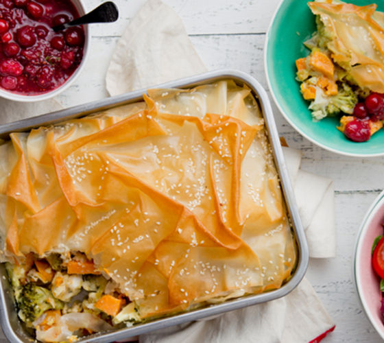 sweet-potato-feta-broccoli-filo-pie-chia-cranberry-sauce-recipe Sweet potato filo pie