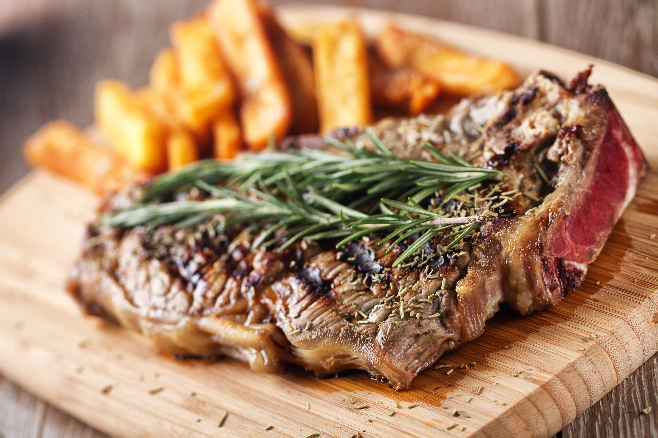 Grilled beefsteak with french fries